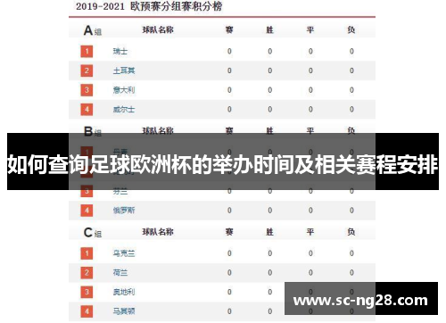 如何查询足球欧洲杯的举办时间及相关赛程安排