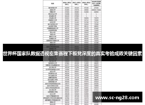 世界杯国家队数据透视密集赛程下板凳深度的真实考验成败关键因素 世界杯国家队数据透视密集赛程下板凳深度的真实考验成败关键因素